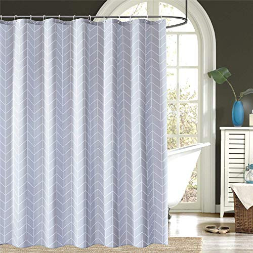 LAOBANNIANG Simple Stripe Shower Curtain Fabric for Bathroom,Waterproof and Thickened 72 x 72 inches-Grey