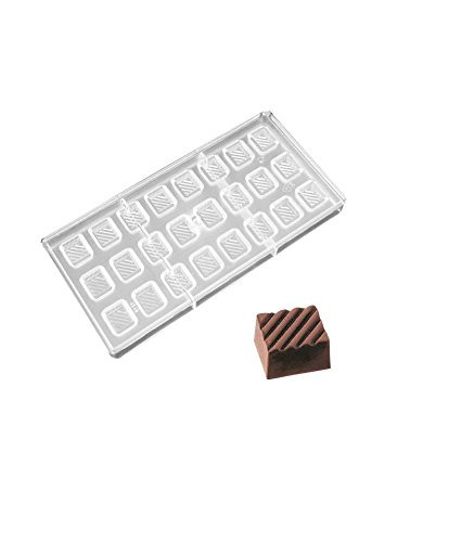 O'Creme Clear Polycarbonate 1-Piece Chocolate Mold Transparent Candy Mould Ridged Rectangle 24 Cavities