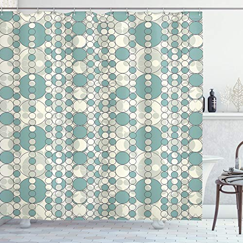 Ambesonne Modern Shower Curtain, Circles Lattice Pattern in Abstract Style Faded Simplicity Design, Cloth Fabric Bathroom Decor Set with Hooks, 75" Long, Charcoal Grey
