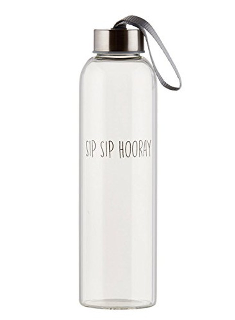 Sips Drinkware Glass Water Bottle (Sip Sip Hooray)