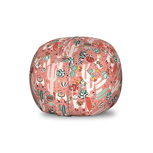 Lunarable Cactus Storage Toy Bag Chair, Cartoon Illustration of Arizona Mexico Desert with Succulent Plants and Llama Alpaca, Stuffed Animal Organizer Washable Bag for Kids, Small Size, Coral Pink Lunarable Cactus Storage Toy Bag Chair, Cartoon Illustration of Arizona Mexico Desert with Succulent Plants and Llama Alpaca, Stuffed Animal Organizer Washable Bag for Kids, Small Size, Coral Pink