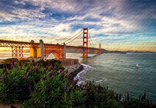 Golden Gate Bridge Sunset 500 Piece Jigsaw Puzzle 20.6 X 15.1'' Wooden Puzzle