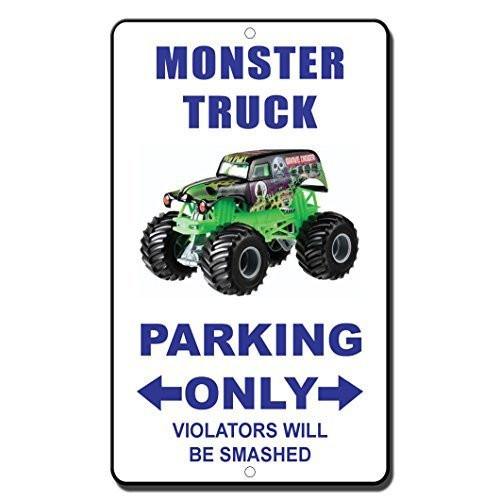 Owesoe Street Sign 8x12 Inch Monster Truck Parking Only Violators Will Be Smashed Outdoor Decor Tin Metal Signs