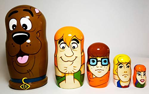 Scooby-Doo Russian Nesting Doll Set of 5 Piece. Hand-Painted in Russia.