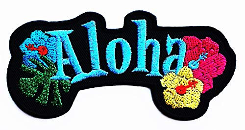 Blue Aloha Hawaiian Sunset Hawaii Sea Ocean Beach Tropical Kids Cartoon Iron on Emoji Embroidered Patch Supplies for Jacket Bags Jeans Backpack Clothes DIY