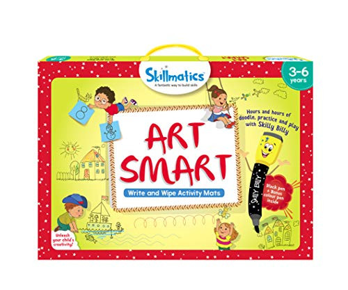 Skillmatics Educational Game: Art Smart (3-6 Years) | Learning and Activity Games | Sketching, Drawing, Creative, Art | Erasable and Reusable Mats