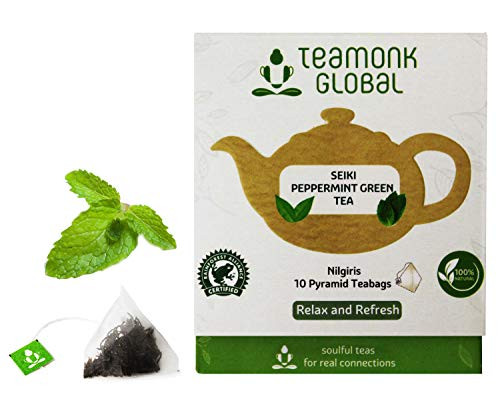 Teamonk Seiki Peppermint Green Tea Bags - 10 Tea Bags | Peppermint Mint Tea Bags for Relaxation | Refreshing Tea Bags | 100 % Pure Natural Mint Tea | No Additives