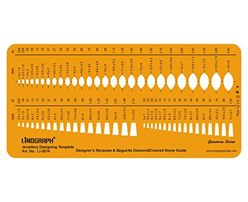 Marquise & Baguette Diamond Gemstone Guide Symbols Template Stencil Jewellery Designing Drawing Drafting Templates