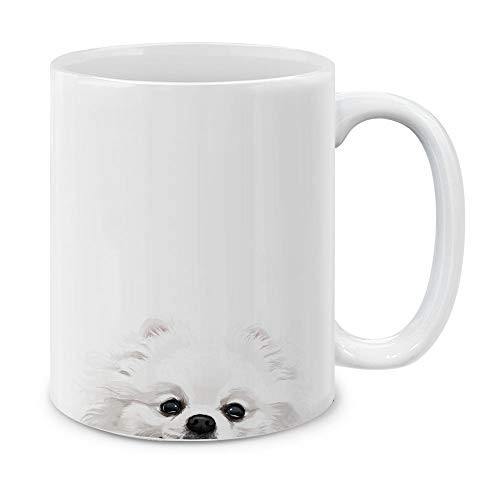 MUGBREW White Teacup Pomeranian Ceramic Coffee Mug Tea Cup, 11 OZ MUGBREW White Teacup Pomeranian Ceramic Coffee Mug Tea Cup, 11 OZ