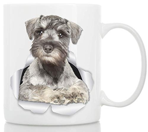 Curious Schnauzer Mug - Ceramic Gray Schnauzer Coffee Mug - Perfect Schnauzer Gifts - Funny Cute Schnauzer Coffee Mug for Dog Lovers and Owners (11oz)