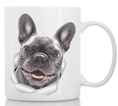 Smiling French Bulldog Mug - Ceramic French Bulldog Cofee Mug - Perfect French Bulldog Gifts - Funny Cute French Bulldog Dog Coffee Mug for Dog Lovers (11oz)