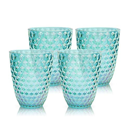 Laguna Beach Short Tumbler Blue, 12oz, set of 4, Shatterproof Tritan drinking glasses, Dishwasher safe plastic Tumblers - Unbreakable Glassware for indoor and Outdoor Use, BPA free Laguna Beach Short Tumbler Blue, 12oz, set of 4, Shatterproof Tritan drinking glasses, Dishwasher safe plastic Tumblers - Unbreakable Glassware for indoor and Outdoor Use, BPA free