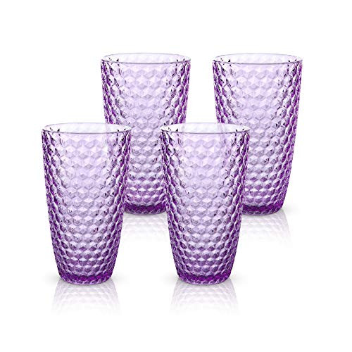 Laguna Beach Tall Tumbler Purple, 19oz, set of 4, Shatterproof Tritan drinking glasses, Dishwasher safe Plastic Tumblers - Unbreakable Glassware for indoor and Outdoor Use, BPA free