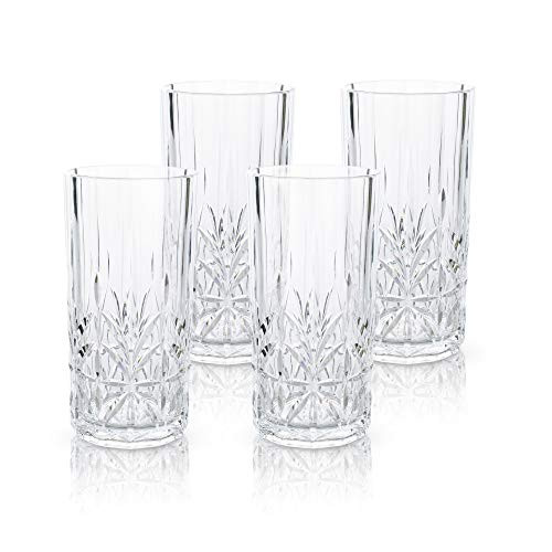 Myrtle Beach Tall Tumbler, Clear, 18oz, Set of 4 Shatterproof Dishwasher safe Tritan Plastic Tumblers - Unbreakable Glassware for Indoor and Outdoor Use - Reusable Drinkware, BPA Free