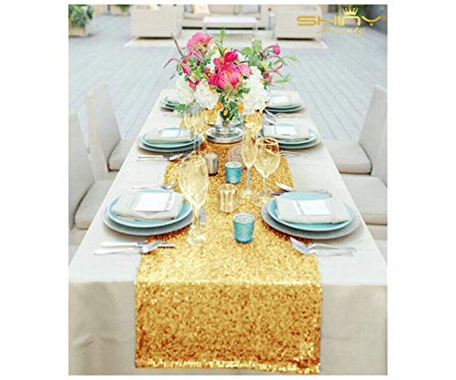 Wholesale Shinny Gold Sequin Table Runner 14''108'' Gold Sequin Table Runner for Sale