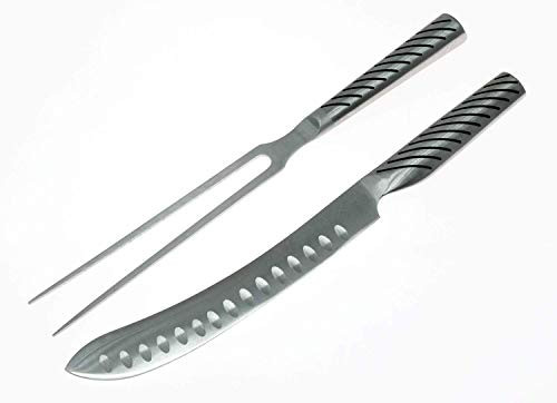 Carving Knife and Fork Set - with 8.5" Carving Knife & 7" Straight Metal Fork, Professional Meat Carving Knife Set