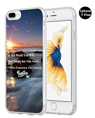 8 Plus Case Christian Sayings,7 Plus Case,Hungo TPU Silicone Protective Cover Compatible with iPhone 7 Plus/8 Plus Bible Verses Theme John 16:33