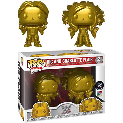 Funko RIC & Charlotte Flair (Exc) Pop W.W.E. Vinyl Figure & 1 Compatible Protector Bundle (42050 - B)