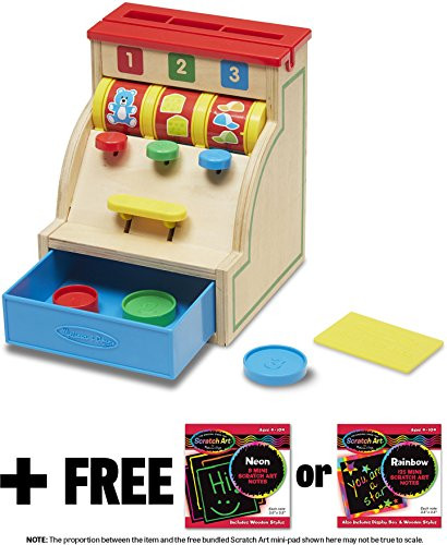 Melissa & Doug Sort & Swipe Toy Cash Register: Classic Toy + Free Scratch Art Mini-Pad Bundle (11990)