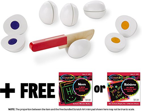 Melissa & Doug Slice & Sort Wooden Eggs: Play Food Set & 1 Scratch Art Mini-Pad Bundle (09301)
