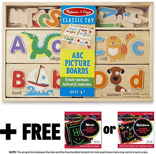 Melissa & Doug ABC Picture Boards & 1 Scratch Art Mini-Pad Bundle (09786)
