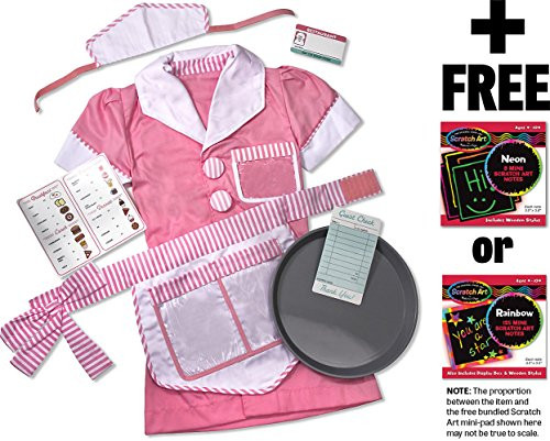 Melissa & Doug Waitress: Role Play Costume Scratch Art Mini-Pad Bundle [47876]