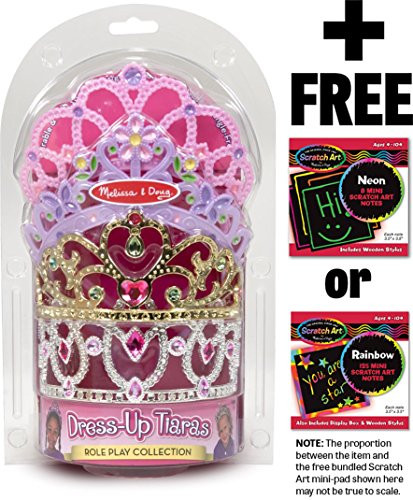 Melissa & Doug Dress-Up Crowns & Tiaras Set: Role Play Collection & 1 Scratch Art Mini-Pad Bundle (08525)