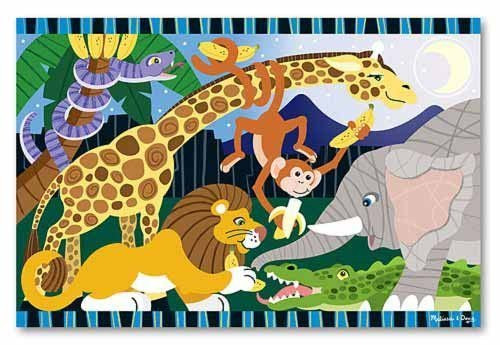 Melissa & Doug Safari Social: 24-Piece Floor Puzzle + Free Scratch Art Mini-Pad Bundle [44233]