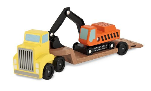 Melissa & Doug Wooden Trailer & Excavator & 1 Scratch Art Mini-Pad Bundle (04577)