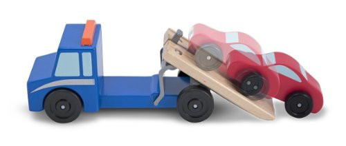 Melissa & Doug Wooden Flatbed Tow Truck & 1 Scratch Art Mini-Pad Bundle (04543)