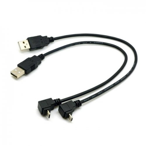 Cablecc 2pcs USB 2.0 Male to Micro USB Up & Down Angled 90 Degree Cable 30cm for Cell Phone Tablet Cablecc