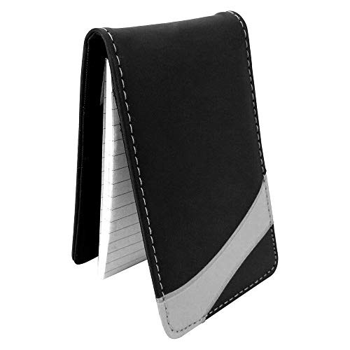 Jotter Note Pad with Card Pocket - Mini Business Memo Pad Holder - Pocket Memo Pads Book Cover for Business Professionals - Pocket Notebook Jotter, 40 Page Lined Notepad (Black with Silver) Jotter Note Pad with Card Pocket - Mini Business Memo Pad Holder - Pocket Memo Pads Book Cover for Business Professionals - Pocket Notebook Jotter, 40 Page Lined Notepad (Black with Silver)