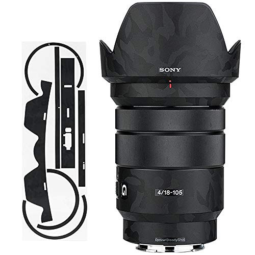 Anti-Scratch Lens and Lens Hood Cover Skin Sticker Protector for Sony E PZ 18-105mm F4 G OSS SELP18105G Lens & ALC-SH128 Lens Hood Anti-Slide Guard Shield - Shadow Black