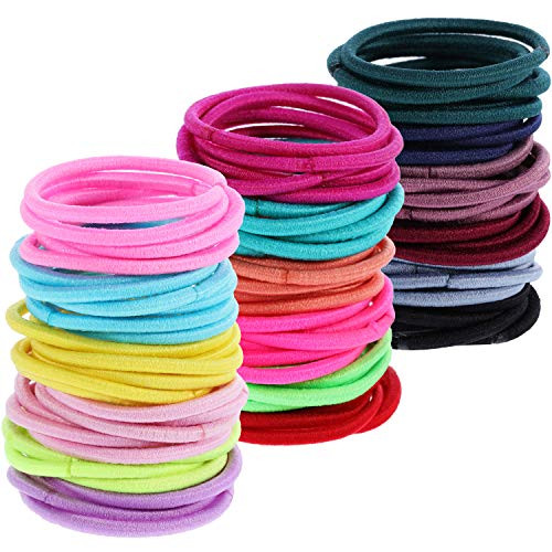200 Pieces Multicolor Tiny Baby Girls Hair Ties No Crease Hair Bands Bulk Elastics Ponytail Holders (2.5 cm in Diameter, 2 mm, Multicolor-B)