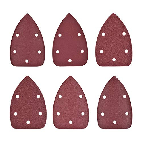 uxcell 60pcs Triangle Detail Sander Sandpaper Sanding Paper Sander Pads Sheet Assorted 5 Hole 80/100/120/150/180/240 Grits