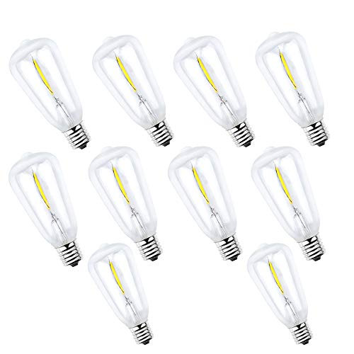 Bonlux ST38 Edison LED Bulb, 1W E12 Candelabra Base ST40 Edison Replacement Clear Glass Light Bulbs for Outdoor Patio ST40 String Lights, Warm White 2700K, 10-Pack