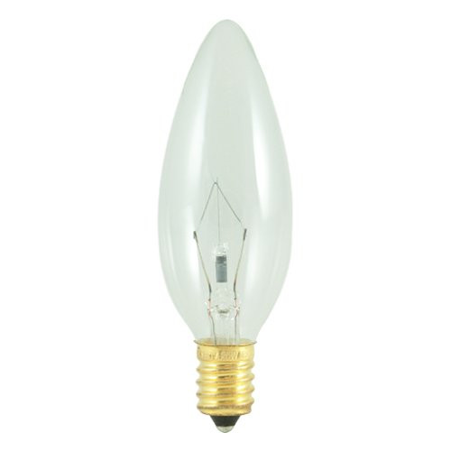 Bulbrite 40CTC/E14 40-Watt Incandescent Torpedo Chandelier Bulb, European Base, Clear