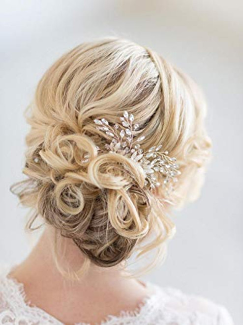 Catery Gold Hair Comb Crystal Bride Wedding Hair Pieces Leaf Pearl Headpiece Side Combs Bridal Hair Accessories for Women (Silver) Catery Gold Hair Comb Crystal Bride Wedding Hair Pieces Leaf Pearl Headpiece Side Combs Bridal Hair Accessories for Women (Silver)
