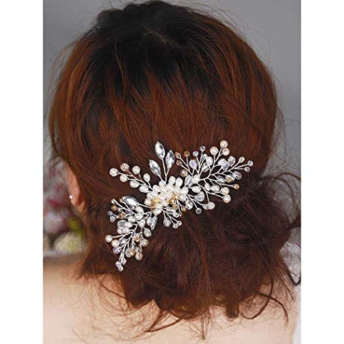 Catery Bride Wedding Hair Comb Crystal Pearl Hair Combs Headpiece Bridal Side Combs Hair Accessories for Women and Girls Catery Bride Wedding Hair Comb Crystal Pearl Hair Combs Headpiece Bridal Side Combs Hair Accessories for Women and Girls