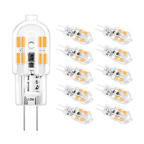 Yomis G4 LED Bulb 2W, 20W Halogen Bulb Replacement, AC/DC 12V G4 Bi-Pin Base Light Bulbs, Warm White 3000K, 360° Beam Angle, No Flicker, 10-Pack Yomis G4 LED Bulb 2W, 20W Halogen Bulb Replacement, AC/DC 12V G4 Bi-Pin Base Light Bulbs, Warm White 3000K, 360° Beam Angle, No Flicker, 10-Pack