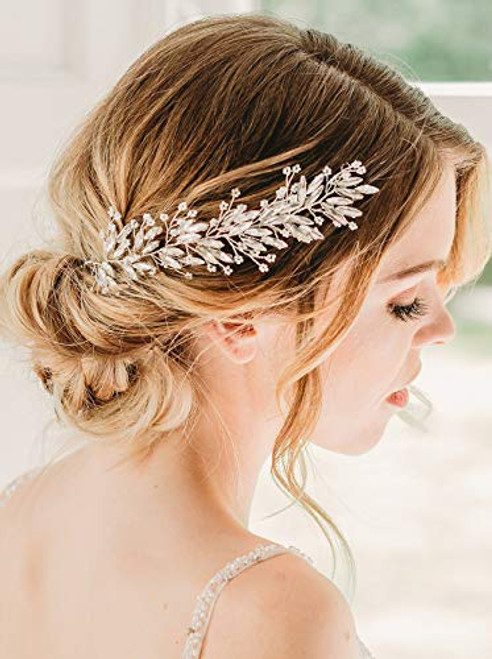 FXmimior Bridal Hair Accessories Hair Vine Headpiece Bridal Hairpiece Comb Wire Headband Wedding Hairpiece Wired Crystal Vine (silver)