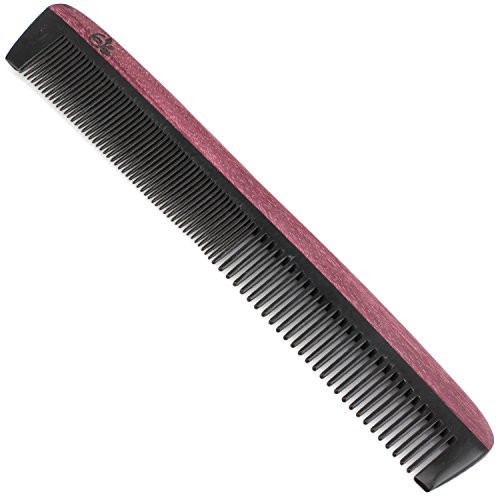 Evolatree Purpleheart Horn & Wooden Comb for Hair - Handmade Natural Wood Combs with Anti-static & No Snag - Styling & Cutting Comb, Fine Tooth, 7"