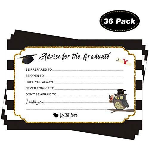 Joyseller 2020 Graduation Advice Cards (36 Pack) - Well Wishes Cards for Graduates - High School or College Graduation Party Supplies - Game Activity Cards