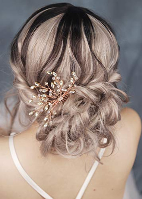 FXmimior Wedding Headpiece Crystal Rhinestone Hair Comb Hair Accessories for Bridal Bridesmaid Women (rose gold) FXmimior Wedding Headpiece Crystal Rhinestone Hair Comb Hair Accessories for Bridal Bridesmaid Women (rose gold)