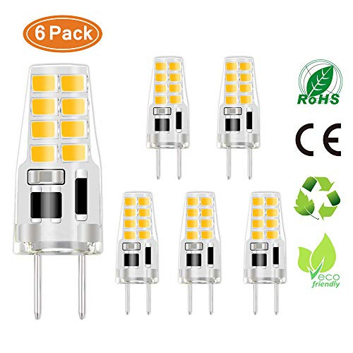 G8 LED Bulbs, 3W G8 Light Bulb Equivalent to G8 Halogen Bulb 20-25W, 110V Not-Dimmable Energy Saving Light Bulbs 3000-4000k Warm White, for Under Counter Kitchen Lighting, Puck Lights (6-Pack)