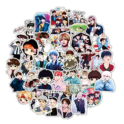 BTS Kpop Laptop Stickers 50pcs for Teens Cute Water Bottles Phone Computer Skateboard Luggage Helmet Graffiti Decals Pack
