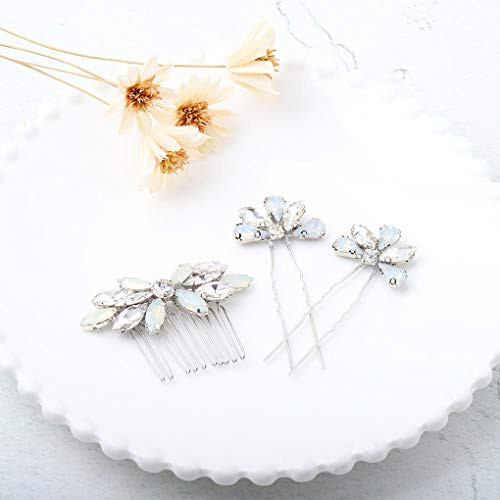 CanB Bride Hair Comb for Women Wedding Hair Pins Crystal Hair Accessories Silver Hair Piece for Girls and Bridesmaid Pack of 3 CanB Bride Hair Comb for Women Wedding Hair Pins Crystal Hair Accessories Silver Hair Piece for Girls and Bridesmaid Pack of 3
