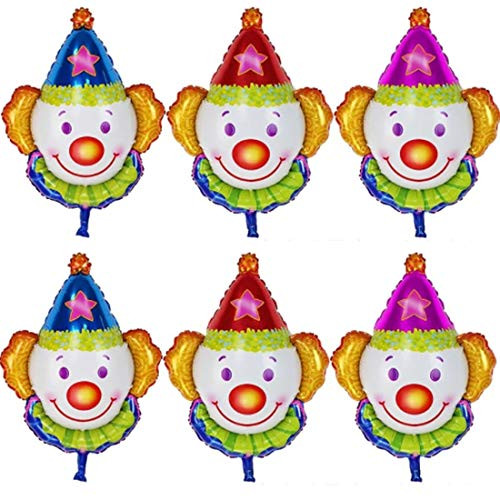 6 Pack Clown Balloon, Smiling Clown Foil Party Balloons Fits for Circus Carnival Circus Carnival Party Decor