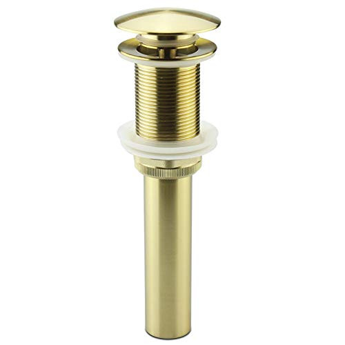 Gold Lavatory Faucet Sink Drain Stopper without Overflow, Vanity Bathroom Vessel Pop Up Sink Drain