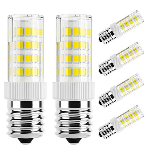 DiCUNO E17 LED Bulb, Appliance Bulbs, Microwave Oven, Stovetop Light, 4W 400lm, Daylight White 6000k, Non-dimmable 40w Equivalent Replacement Incandescent Bulb, 6-Pack.